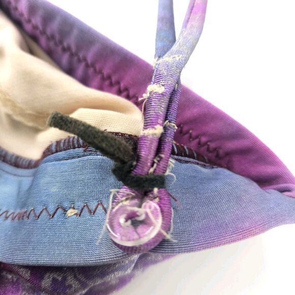 Vtg 80s Rose Marie Reid Rose Purple Pink Shimmery Silver Halter Swimsuit S/M/10 - Picture 9 of 16